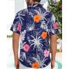 imageMens Hawaiian Shirt Short Sleeve Summer Beach Casual Tops Button Down T Shirts with PocketPink Orange Flower