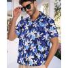 imageMens Hawaiian Shirt Short Sleeve Summer Beach Casual Tops Button Down T Shirts with PocketWhite Navy Floral
