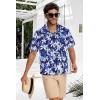imageMens Hawaiian Shirt Short Sleeve Summer Beach Casual Tops Button Down T Shirts with PocketWhite Navy Floral