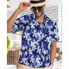 imageMens Hawaiian Shirt Short Sleeve Summer Beach Casual Tops Button Down T Shirts with PocketWhite Navy Floral