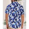 imageMens Hawaiian Shirt Short Sleeve Summer Beach Casual Tops Button Down T Shirts with PocketWhite Navy Floral