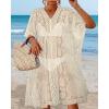 imageWomens Lace Bathing Suit Cover Up V Neck Beach Coverup Summer Swim Coverups Loose Bikini Beach DressBeige