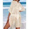 imageWomens Lace Bathing Suit Cover Up V Neck Beach Coverup Summer Swim Coverups Loose Bikini Beach DressBeige