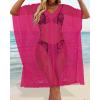 imageWomens Lace Bathing Suit Cover Up V Neck Beach Coverup Summer Swim Coverups Loose Bikini Beach DressPink