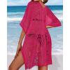 imageWomens Lace Bathing Suit Cover Up V Neck Beach Coverup Summer Swim Coverups Loose Bikini Beach DressPink