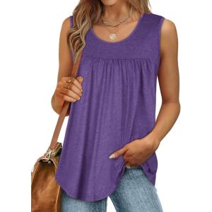 imageCHICGAL Womens Summer Tank Tops Sleeveless T Shirt Casual Loose Fit Tunic BlousesSolid Purple