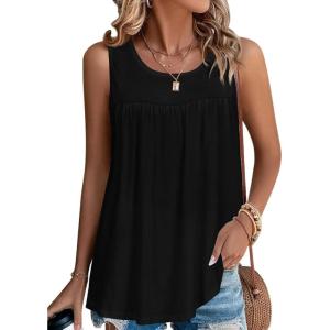 imageCHICGAL Womens Summer Tank Tops Sleeveless T Shirt Casual Loose Fit Tunic BlousesWblack
