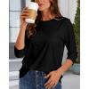 imageCHICGAL Women 34 Sleeve Shirts Casual Round Neck Tops Basic Tees Cute TShirts BlousesA Black