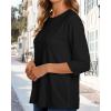 imageCHICGAL Women 34 Sleeve Shirts Casual Round Neck Tops Basic Tees Cute TShirts BlousesA Black