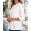 imageCHICGAL Women 34 Sleeve Shirts Casual Round Neck Tops Basic Tees Cute TShirts BlousesA White
