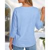 imageCHICGAL Women 34 Sleeve Shirts Casual Round Neck Tops Basic Tees Cute TShirts BlousesB Blue
