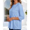 imageCHICGAL Women 34 Sleeve Shirts Casual Round Neck Tops Basic Tees Cute TShirts BlousesB Blue