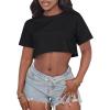 imageCrop Tops for Women Casual Short Sleeve T Shirts Summer Basic Top Crew Neck Oversized Cropped TeesBlack