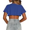 imageCrop Tops for Women Casual Short Sleeve T Shirts Summer Basic Top Crew Neck Oversized Cropped TeesBlue