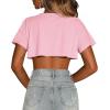 imageCrop Tops for Women Casual Short Sleeve T Shirts Summer Basic Top Crew Neck Oversized Cropped TeesPink