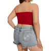 imageTube Tops for Women Summer Crop Top Basic Casual Bandeau Going Out Strapless Short ShirtRed