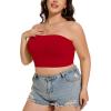 imageTube Tops for Women Summer Crop Top Basic Casual Bandeau Going Out Strapless Short ShirtRed