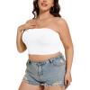 imageTube Tops for Women Summer Crop Top Basic Casual Bandeau Going Out Strapless Short ShirtWhite