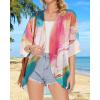 imageWomens Floral Print Puff Sleeve Kimono Cardigan Loose Cover Up Casual Blouse TopsColorful Gilt
