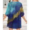 imageWomens Floral Print Puff Sleeve Kimono Cardigan Loose Cover Up Casual Blouse TopsGloden Blue