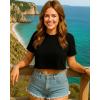 imageWomens Summer Crop Tops Short Sleeve Round Neck TShirts Loose Fit Casual BlouseAblack