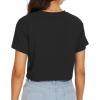 imageWomens Summer Crop Tops Short Sleeve Round Neck TShirts Loose Fit Casual BlouseAblack