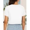 imageWomens Summer Crop Tops Short Sleeve Round Neck TShirts Loose Fit Casual BlouseAwhite