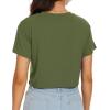 imageWomens Summer Crop Tops Short Sleeve Round Neck TShirts Loose Fit Casual BlouseB Army Green