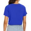 imageWomens Summer Crop Tops Short Sleeve Round Neck TShirts Loose Fit Casual BlouseB Blue