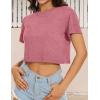 imageWomens Summer Crop Tops Short Sleeve Round Neck TShirts Loose Fit Casual BlouseB Brick Red