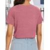 imageWomens Summer Crop Tops Short Sleeve Round Neck TShirts Loose Fit Casual BlouseB Brick Red