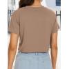 imageWomens Summer Crop Tops Short Sleeve Round Neck TShirts Loose Fit Casual BlouseB Khaki
