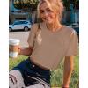 imageWomens Summer Crop Tops Short Sleeve Round Neck TShirts Loose Fit Casual BlouseB Khaki