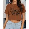 imageWomens Summer Crop Tops Short Sleeve Round Neck TShirts Loose Fit Casual BlouseC Brown Butterfly