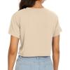 imageWomens Summer Crop Tops Short Sleeve Round Neck TShirts Loose Fit Casual BlouseC Khaki Sunflower