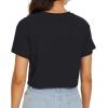imageWomens Summer Crop Tops Short Sleeve Round Neck TShirts Loose Fit Casual BlouseD Black Flower Print