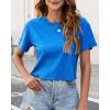 imageWomens Summer Crop Tops Short Sleeve Round Neck TShirts Loose Fit Casual BlouseD Light Blue