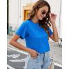 imageWomens Summer Crop Tops Short Sleeve Round Neck TShirts Loose Fit Casual BlouseD Light Blue