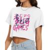 imageWomens Summer Crop Tops Short Sleeve Round Neck TShirts Loose Fit Casual BlouseE White Butterfly Print