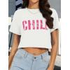 imageWomens Summer Crop Tops Short Sleeve Round Neck TShirts Loose Fit Casual BlouseE White Pink Letter