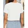 imageWomens Summer Crop Tops Short Sleeve Round Neck TShirts Loose Fit Casual BlouseE White Pink Letter