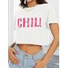 imageWomens Summer Crop Tops Short Sleeve Round Neck TShirts Loose Fit Casual BlouseE White Pink Letter