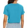 imageWomens Summer Crop Tops Short Sleeve Round Neck TShirts Loose Fit Casual BlouseF Blue Sunset Hour