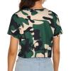 imageWomens Summer Crop Tops Short Sleeve Round Neck TShirts Loose Fit Casual BlouseG Camo Green