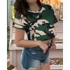 imageWomens Summer Crop Tops Short Sleeve Round Neck TShirts Loose Fit Casual BlouseG Camo Green