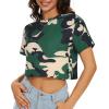 imageWomens Summer Crop Tops Short Sleeve Round Neck TShirts Loose Fit Casual BlouseG Camo Green