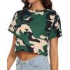 imageWomens Summer Crop Tops Short Sleeve Round Neck TShirts Loose Fit Casual BlouseG Camo Green