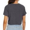 imageWomens Summer Crop Tops Short Sleeve Round Neck TShirts Loose Fit Casual BlouseG Dark Grey Pineapple
