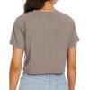 imageWomens Summer Crop Tops Short Sleeve Round Neck TShirts Loose Fit Casual BlouseH Brown Flower Butterfly