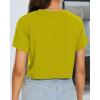 imageWomens Summer Crop Tops Short Sleeve Round Neck TShirts Loose Fit Casual BlouseH Ginger Yellow Graffiti